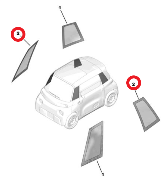Citroen Ami (2021-2024) Sağ Kelebek Camı (Ami Paketi) (Orijinal)