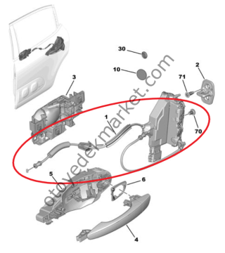 Citroen C3 (2017-2024) Sol Arka Kapı Kilidi (Orijinal)