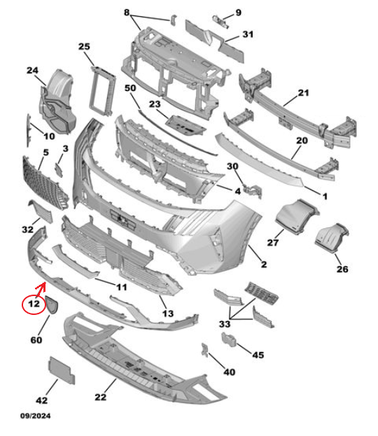 Peugeot 3008 (2024-2025) Ön Tampon Alt Spoyler Çıtası (Orijinal)