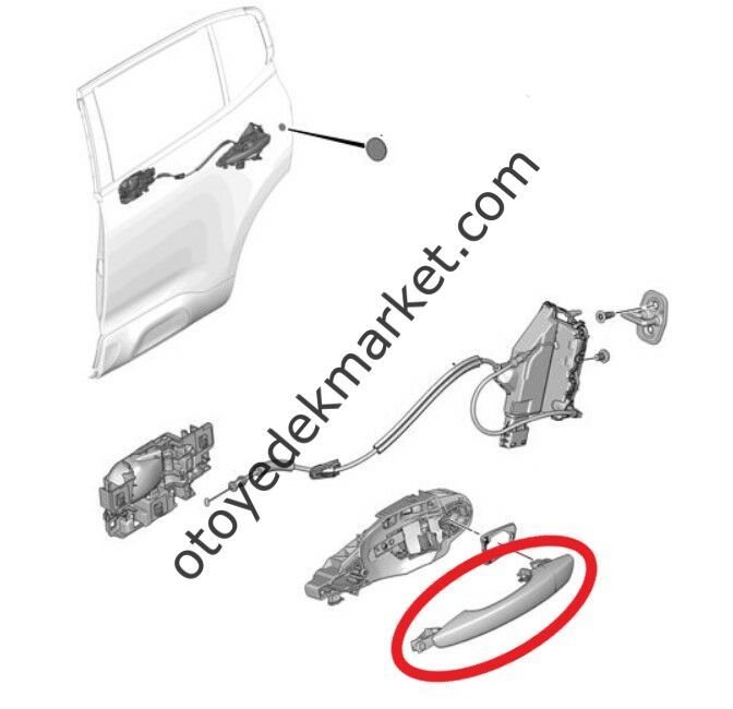Opel Crossland (2020-2024) Sol Arka Kapı Dış Açma Kolu (Orijinal)