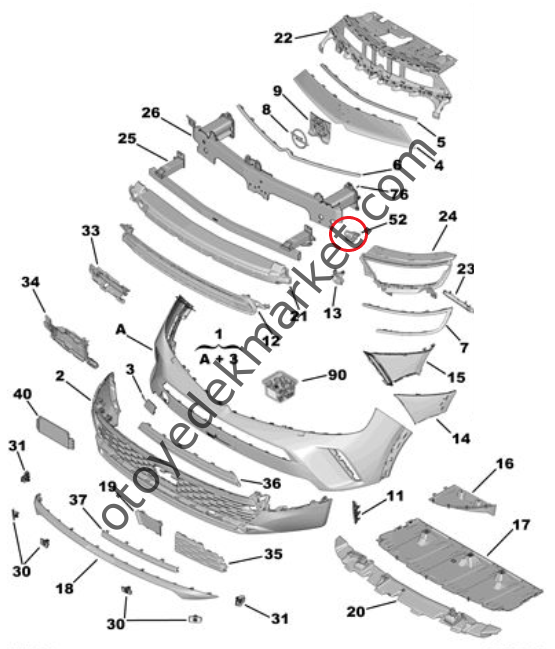 Opel Mokka (2021-2024) Ön Tampon Sol Braket Ayağı, Bağlantı Mesnedi (Orijinal)
