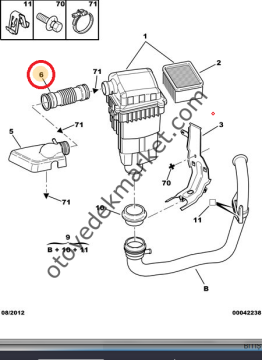 PEUGEOT 206 GTI HAVA FİLTRE ÜST HORTUMU