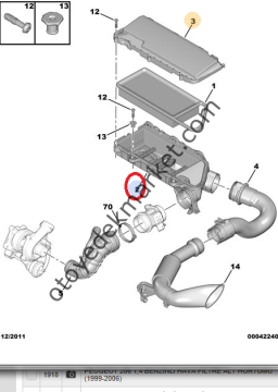 PEUGEOT 206 (2003-2011) 1.4 HDİ HAVA FİLTRE KUTU ALT KAPAK (ORİJİNAL)