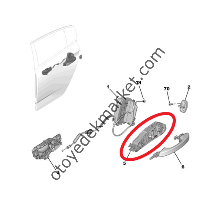 Citroen C5 Aircross (2025-2027) Sol Arka Kapı Kolu Bağlantı Kaliperi (Orijinal)