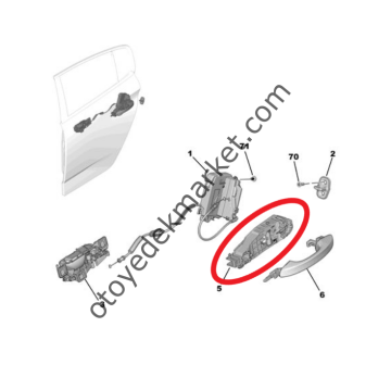 Citroen C5 Aircross (2025-2027) Sol Arka Kapı Kolu Bağlantı Kaliperi (Orijinal)