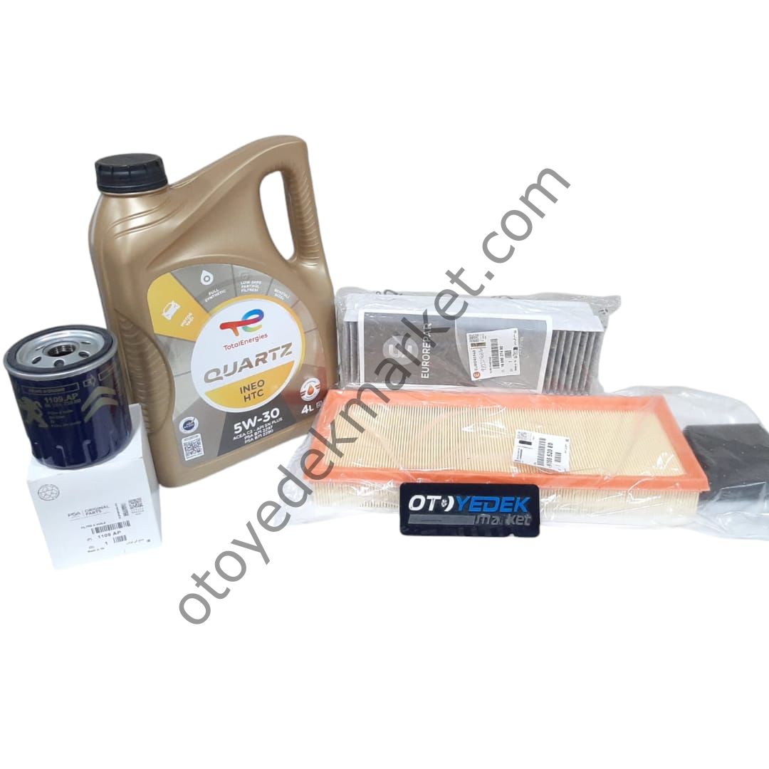 Opel Corsa (2019-2024) 1.2 Benzinli Motor Filtre Bakım Seti (Orijinal) ve Htc 5w30 Motor Yağ
