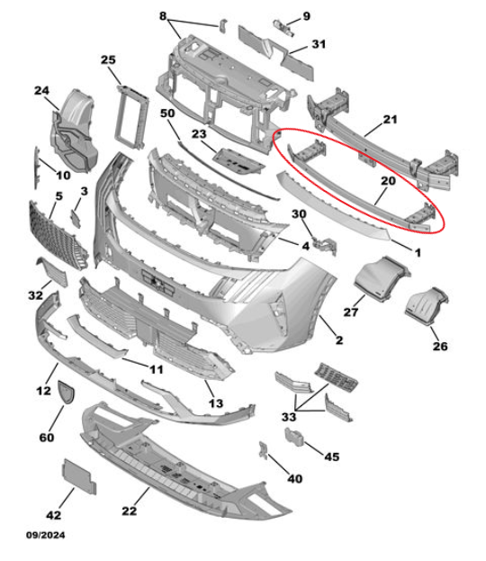 Peugeot 3008 (2024-2025) Ön Tampon Darbe Emici Demiri (Orijinal)