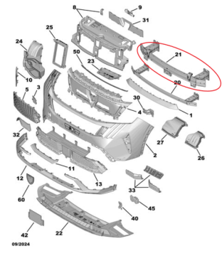 Peugeot 3008 (2024-2025) Ön Tampon Üst Darbe Emici Demiri (Orijinal)