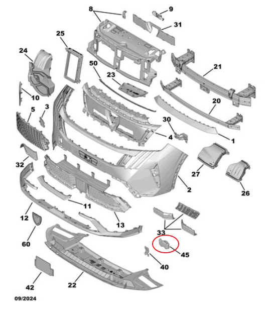 Peugeot 3008 (2024-2025) Ön Tampon Darbe Emici (Orijinal)