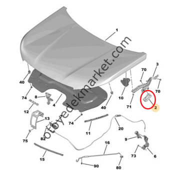 Opel Mokka (2021-2024) Motor Kaput Meteşesi Alt Bağlantısı, Sağ (Orijinal)