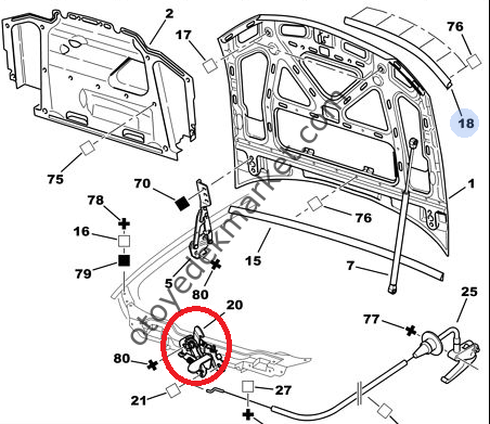 PEUGEOT 406 MOTOR KAPUT KİLİDİ (ORJİNAL)