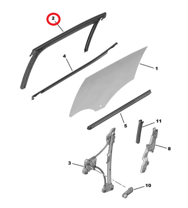 Citroen é-C3 (2024-2026) Sol Arka Kapı Cam Çerçeve Fitili (Orijinal)
