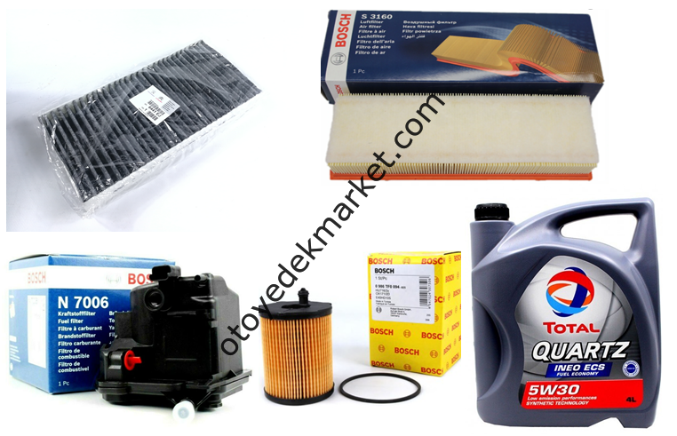 PEUGEOT 407 (2004-2011) 1,6 HDİ FİLTRE BAKIM SETİ+5W30 YAĞLI  (BOSCH)