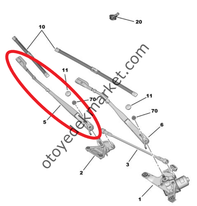 Opel Astra (2022-2024) Sağ Ön Cam Silecek Kolu (Orijinal)
