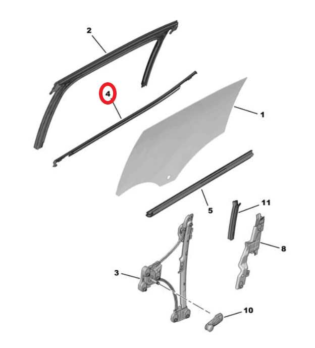Citroen é-C3 (2024-2026) Sağ Arka Kapı Dış Sıyırıcı Fitili (Orijinal)