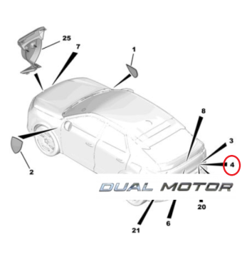 Peugeot 3008 (2024-2025) Arka ''Dual Motor'' Yazısı (Orijinal)