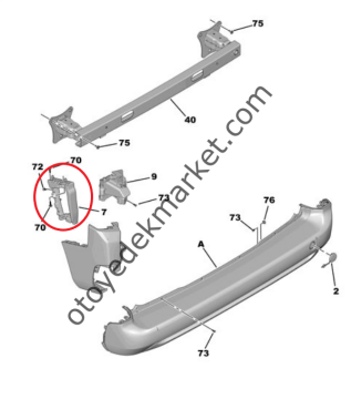 Opel Combo (2019-2023) Arka Tampon Sağ Yan Bağlantı Ayağı Braketi (Orijinal)