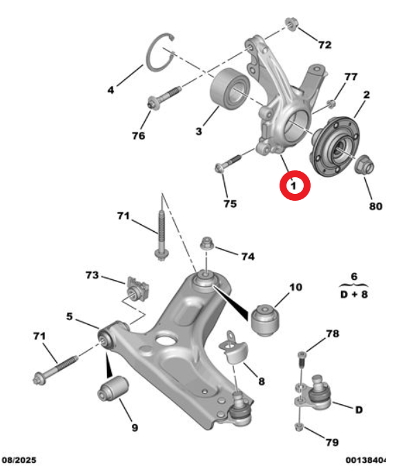 Citroen é-C3 (2024-2026) Sağ Ön Aks Taşıyıcı (Orijinal)