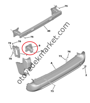 Opel Combo (2019-2023) Arka Tampon Sağ Üst Bağlantı Ayağı Braketi (Orijinal)