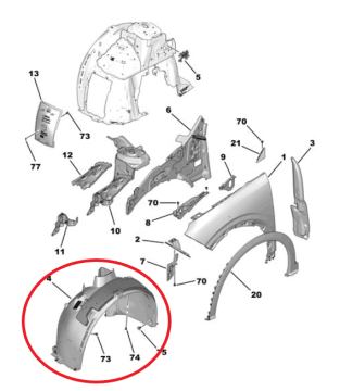 Peugeot 3008 (2024-2025) Sol Ön Çamurluk Davlumbazı (Orijinal)