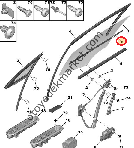 PEUGEOT 407 (2006-2012) SOL ÖN CAM DIŞ FİTİLİ (ORİJİNAL)