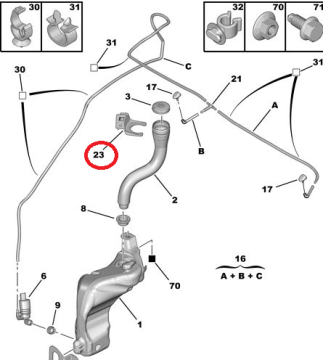 Citroen C4 (2004-2011) Silecek Su Depo Boğaz Tutucu Braketi (Orijinal)