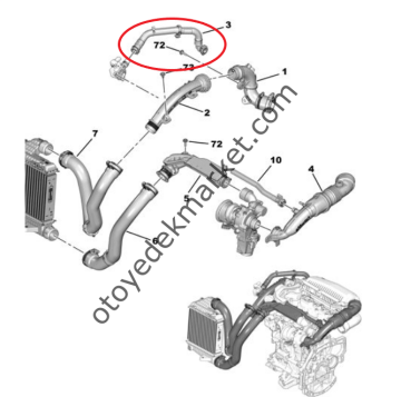 Citroen C4 (2021-2024) 1.2 Turbo Benzinli İntercooler Hava Rakor / Borusu (Orijinal)
