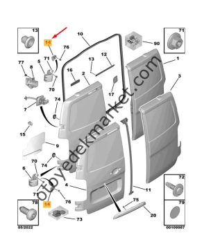 Opel Vivaro (2021-2024) Sol Arka Kapı Üst Dayanağı (Orjinal)