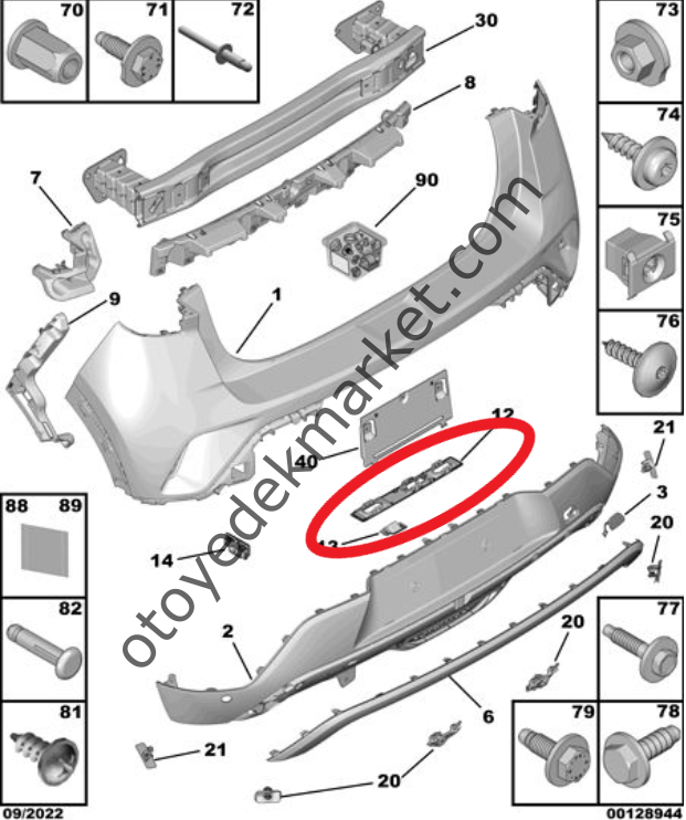 Opel Mokka (2021-2024) Arka Tampon Mesnedi (Orijinal)
