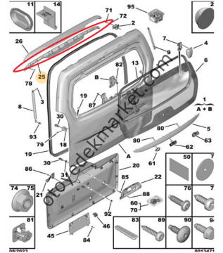 Opel Combo (2019-2023) Bagaj Kapak Cam Perdesi (Orijinal)