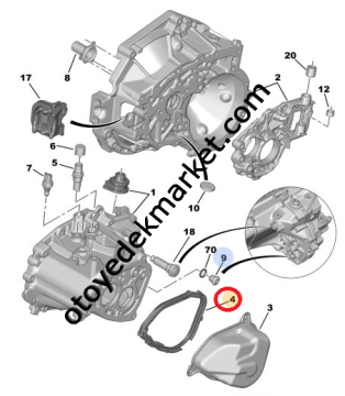 Citroen C3 (2010-2016) Şanzıman Kapak Contası (Orijinal)