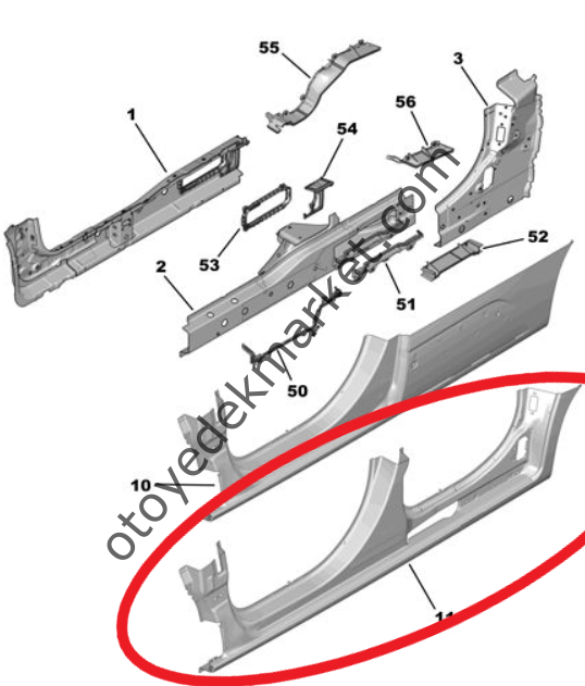 Opel Combo (2019-2023) Sağ Marşpiyel Sacı (Orijinal)