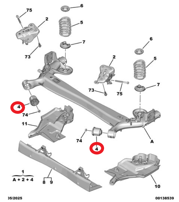 Citroen é-C3 (2024-2026) Arka Dingil Mafsal Bağlantı Burcu (Orijinal)